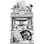 Vector Illustrasjon av barna stjele mat gjennom skorsteinen